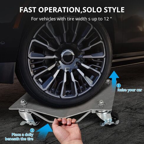 Wheel Dolly - 6000 Lbs Car Moving Dolly, Wheel Dolly Car Tire Stake Set of 4,Heavy-Duty Car Tire Dolly Cart, 16"x12", Silver in Saudi Arabia