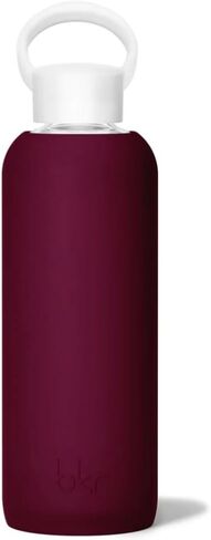 bkr - Demi Bottle - Reusable Glass Water Bottle - Fits Cup-Holders, Leakproof, Durable, Carrying Loop - Dishwasher Safe - Removable Silicone Sleeve - BPA Free - 650mL (22oz) - Valentina in Saudi Arabia