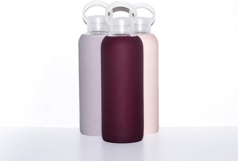 bkr - Demi Bottle - Reusable Glass Water Bottle - Fits Cup-Holders, Leakproof, Durable, Carrying Loop - Dishwasher Safe - Removable Silicone Sleeve - BPA Free - 650mL (22oz) - Valentina in Saudi Arabia