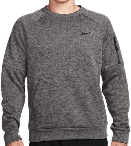 سويت شيرت Nike للرجال Therma-FIT Training Crew Neck (فحمي منقط/رخامي) (الولايات المتحدة، ألفا، صغير، عادي، عادي، فحمي منقط/رخامي) in Saudi Arabia