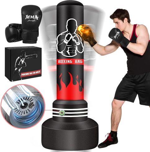 Upgrated Standing Punching Bag for Adults with Automatic Built-in Air Pump, 71'' Heavy Bag Boxing Equipment with 12OZ Gloves Kicking Bag for Training MMA Muay Thai Fitness Kickboxing Home Gym in Saudi Arabia