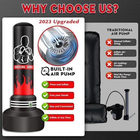 Upgrated Standing Punching Bag for Adults with Automatic Built-in Air Pump, 71'' Heavy Bag Boxing Equipment with 12OZ Gloves Kicking Bag for Training MMA Muay Thai Fitness Kickboxing Home Gym in Saudi Arabia