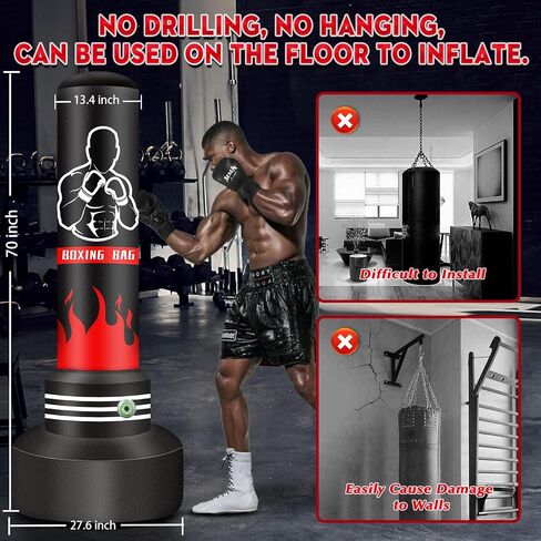 Upgrated Standing Punching Bag for Adults with Automatic Built-in Air Pump, 71'' Heavy Bag Boxing Equipment with 12OZ Gloves Kicking Bag for Training MMA Muay Thai Fitness Kickboxing Home Gym in Saudi Arabia