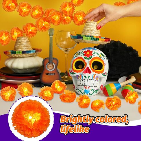 سلسلة أضواء القطيفة بطول 10 أقدام، مع 30 زهرة قطيفة صناعية LED ليوم ديوالي ديبافالي ليوم الموتى الهندي لديكور المنزل لحفلات الزفاف في الهالوين، تعمل بالبطارية (غير متضمنة) in Kuwait