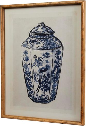 Creative Co-Op Wood Framed Ginger Jar Wall Art with Glass Cover, Multicolor, Set of 2 in Saudi Arabia