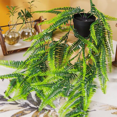 Der Rose 2 Pack Fake Hanging Plants Artificial Decor Faux Plants Indoor in Black Pots for Home Bedroom Living Room Decor in Saudi Arabia