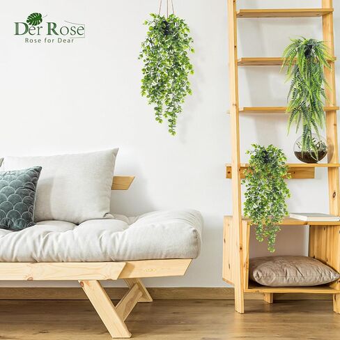 Der Rose 2 Pack Fake Hanging Plants Artificial Decor Faux Plants Indoor in Black Pots for Home Bedroom Living Room Decor in Saudi Arabia