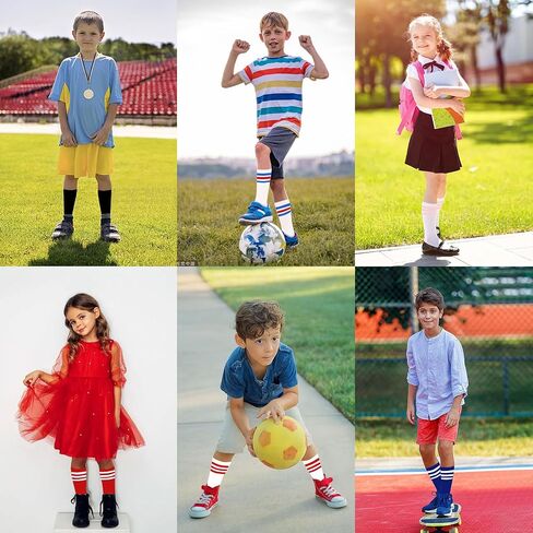 Kids Soccer Socks Cotton Toddler Soccer Socks Stripe Youth Soccer Socks Athletic Boys Girls Knee High Tube Socks in Saudi Arabia