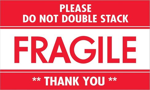 Aviditi Tape Logic 3" x 5","Fragile Do Not Double Stack" Red/White Warning Sticker, for Shipping, Handling, Packing, and Moving (1 Roll of 500 Labels) in Saudi Arabia