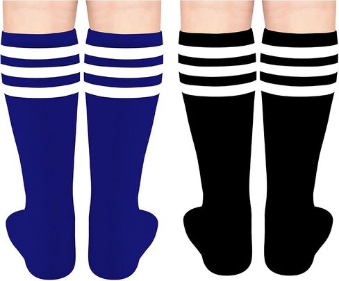 Kids Soccer Socks Cotton Toddler Soccer Socks Stripe Youth Soccer Socks Athletic Boys Girls Knee High Tube Socks in Saudi Arabia