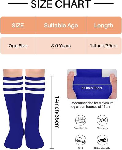 Kids Soccer Socks Cotton Toddler Soccer Socks Stripe Youth Soccer Socks Athletic Boys Girls Knee High Tube Socks in Saudi Arabia