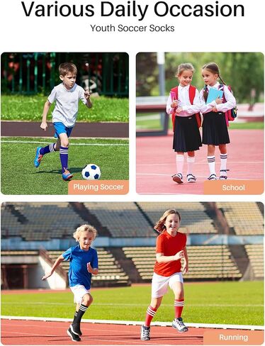 Kids Soccer Socks Cotton Toddler Soccer Socks Stripe Youth Soccer Socks Athletic Boys Girls Knee High Tube Socks in Saudi Arabia