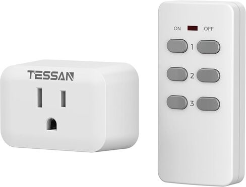 Remote Control Outlet, TESSAN Wireless Remote Light Switch, On Off Switch Plug for Lights, Lamps, Fans, Household Appliances, 100ft RF Range, 15A/1875W(1 Remote + 1 Outlet) in Saudi Arabia