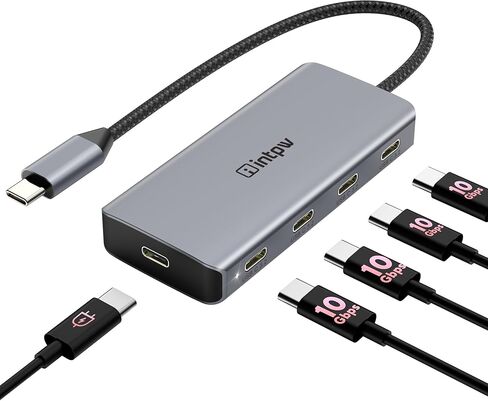 موزع USB C، موزع USB C intpw بسرعة 10 جيجابت في الثانية مع 2 USB A، 2 USB C 3.2 بيانات، منفذ شحن PD 100 وات، محور USB 3.2 مدعوم لأجهزة MacBook Pro/Air M2 M1، iPad، Surface Pro، Dell، HP، Lenovo والمزيد من النوع أجهزة ج in Kuwait