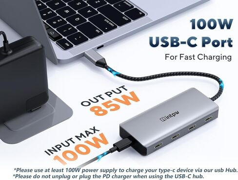 موزع USB C، موزع USB C intpw بسرعة 10 جيجابت في الثانية مع 2 USB A، 2 USB C 3.2 بيانات، منفذ شحن PD 100 وات، محور USB 3.2 مدعوم لأجهزة MacBook Pro/Air M2 M1، iPad، Surface Pro، Dell، HP، Lenovo والمزيد من النوع أجهزة ج in Kuwait