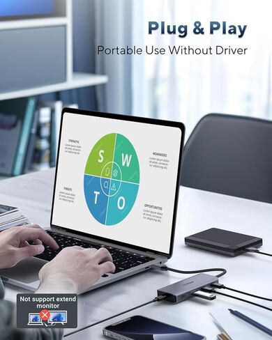 موزع USB C، موزع USB C intpw بسرعة 10 جيجابت في الثانية مع 2 USB A، 2 USB C 3.2 بيانات، منفذ شحن PD 100 وات، محور USB 3.2 مدعوم لأجهزة MacBook Pro/Air M2 M1، iPad، Surface Pro، Dell، HP، Lenovo والمزيد من النوع أجهزة ج in Kuwait
