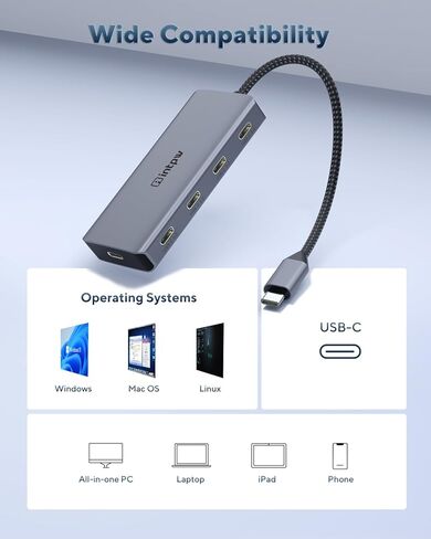 موزع USB C، موزع USB C intpw بسرعة 10 جيجابت في الثانية مع 2 USB A، 2 USB C 3.2 بيانات، منفذ شحن PD 100 وات، محور USB 3.2 مدعوم لأجهزة MacBook Pro/Air M2 M1، iPad، Surface Pro، Dell، HP، Lenovo والمزيد من النوع أجهزة ج in Kuwait