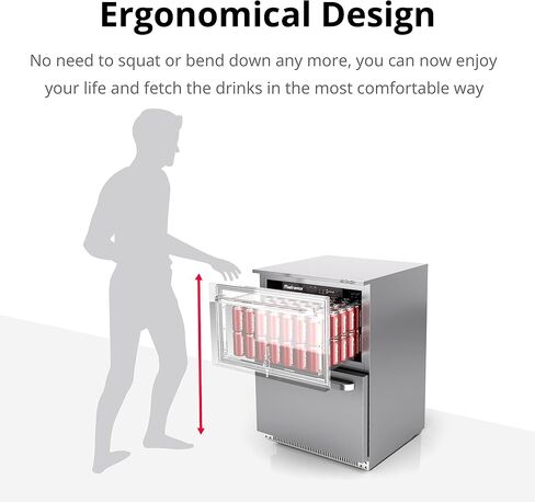 15 Inch 100 Cans Outdoor Beverage Refrigerator, 3.5 cu. ft. Built-in Beverage Cooler with Easy-Swap Reversible Door, 26°F Outdoor Beverage Fridge, SUS304, Lockable, ETL & NSF7 Certified in Saudi Arabia