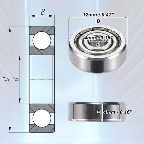 ACROPIX 604ZZ 4x12x4mm درع معدني مزدوج صف واحد محامل كروية ذات أخدود عميق لون فضي - حزمة من 10 in Saudi Arabia