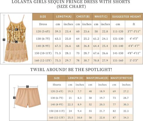 LOLANTA 2Pcs Girls Sequin Fringe Dress, Salsa Cha Cha Tassel Latin Dance Dress & Shorts, Adjustable Spaghetti Strap 5-13 Yrs in Kuwait