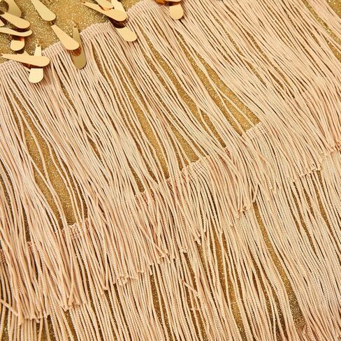LOLANTA 2Pcs Girls Sequin Fringe Dress, Salsa Cha Cha Tassel Latin Dance Dress & Shorts, Adjustable Spaghetti Strap 5-13 Yrs in Kuwait