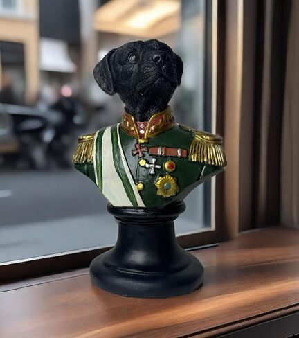 Dog General Bust Resin Figurines Home Decor,Vintage Retro Style Animal Statues Unique Decoration for Book Shelves,Office Table&Desk,Living Room,Bedroom, Dog Lover Gifts (BLACKLAB) in Saudi Arabia