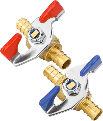 4-PCs PEX Ball Valves, 3/4-Inch Barb Crimp Water Shut Off Valve with Butterfly Handle, ASTM F1807, Blue & Red in Kuwait