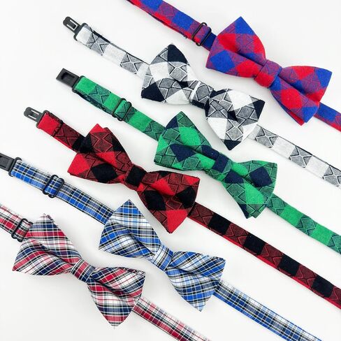 KOOLMOX Cat Bow Tie, 20 Adjutable Dog Collar with Bowtie Plaid, Dog Bowtie Cat Bowtie Dog Bow Ties Dog Bowtie for Medium Small Puppy Large Dogs Costumes Pet Neck Bows Dog Dresses for Small Dogs Girl in Saudi Arabia
