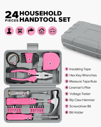24pcs Home DIY Tool Kit for Household, Office & Garage - General Repair Small Hand Tool Set with Storage Case in Saudi Arabia