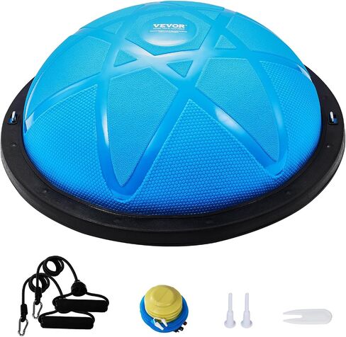 VEVOR Half Exercise Ball Trainer, 23 inch Balance Ball Trainer, 660lbs Capacity Stability Ball, Yoga Ball with Resistance Bands & Foot Pump, Strength Fitness Ball for Home Gym, Full Body Workout, Gray in Kuwait