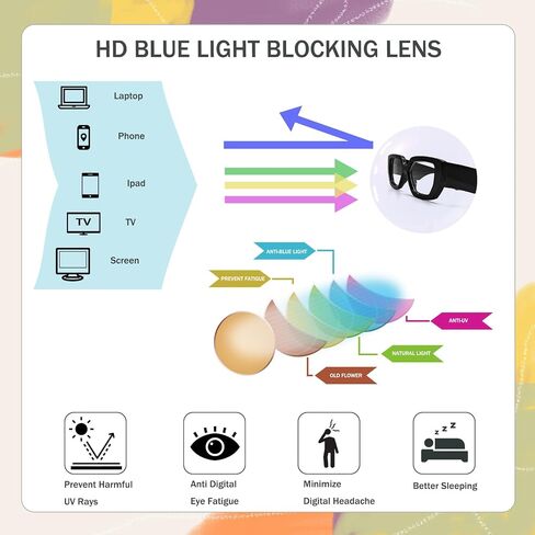 Thick Frame Blue Light Glasses for Women Men Fashion Oversized Square Computer Gaming Eyeglasses with Multicolor in Saudi Arabia