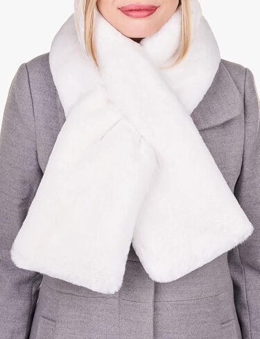 Futrzane Modern Scarf - Womens Faux Fur Stoles Wraps - Soft Collar for Jackets in Kuwait