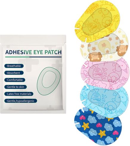 30pcs Adhesive Eye Patches Eye Patches for Kids Teens Eye Pad Disposable Adhesive Bandages for Toddlers Girls Boys, 5 Styles in Saudi Arabia