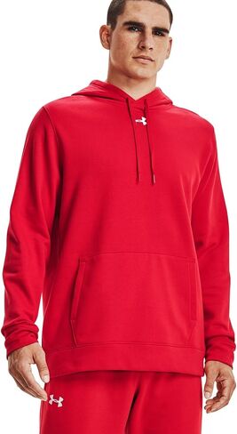 سترة UA Hustle Fleece Hoodie للرجال من Under Armour LGT باللون الأحمر in Saudi Arabia