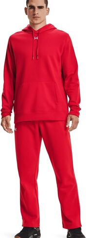 سترة UA Hustle Fleece Hoodie للرجال من Under Armour LGT باللون الأحمر in Saudi Arabia