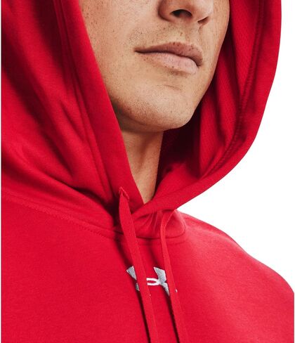 سترة UA Hustle Fleece Hoodie للرجال من Under Armour LGT باللون الأحمر in Saudi Arabia