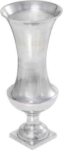Deco 79 Aluminum Metal Decorative Vase Pedestal Trumpet Centerpiece Vase, Flower Vase for Home Decoration 9" x 9" x 21", Silver in Saudi Arabia