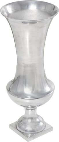 Deco 79 Aluminum Metal Decorative Vase Pedestal Trumpet Centerpiece Vase, Flower Vase for Home Decoration 9" x 9" x 21", Silver in Saudi Arabia