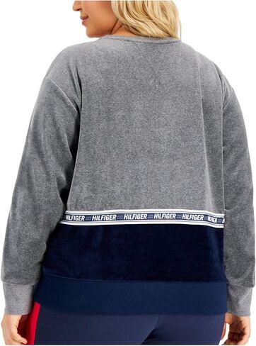 Tommy Hilfiger Sport Womens Plus Velour Fitness Sweatshirt Gray 2X in Saudi Arabia