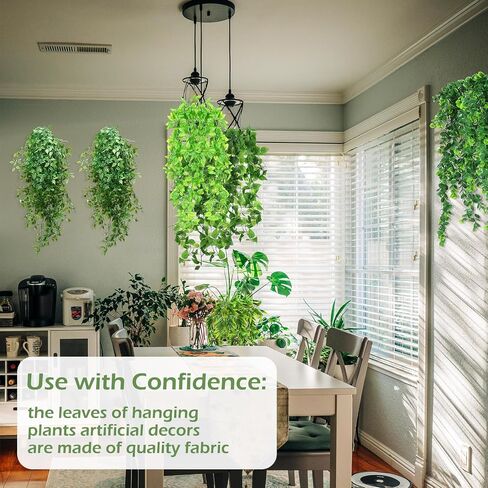 Hoteam 12 Pcs Artificial Hanging Plants Fake Ivy Vines with Fake Leaves for Living Room Decor Indoor Outdoor Decorations for Patio Artificial Plants Greenery for House Wall, No Basket (Assorted) in Kuwait
