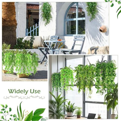 Hoteam 12 Pcs Artificial Hanging Plants Fake Ivy Vines with Fake Leaves for Living Room Decor Indoor Outdoor Decorations for Patio Artificial Plants Greenery for House Wall, No Basket (Assorted) in Kuwait