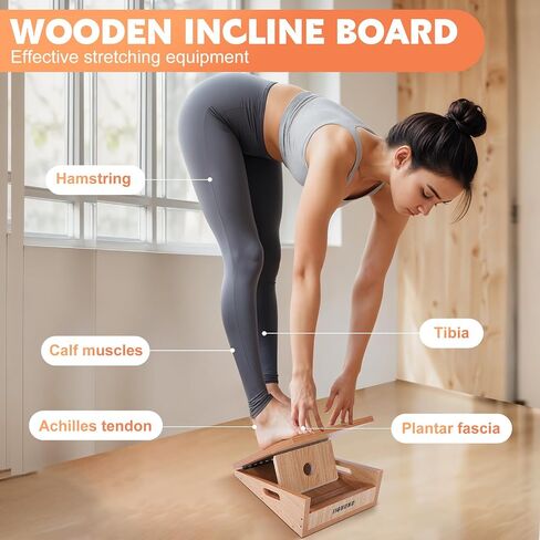 Portable Slant Board for Calf Stretching, Adjustable Wooden Calf Stretcher Incline Board, Calf Stretch Board for Squats Leg Knees Heel Ankle Stretching in Saudi Arabia