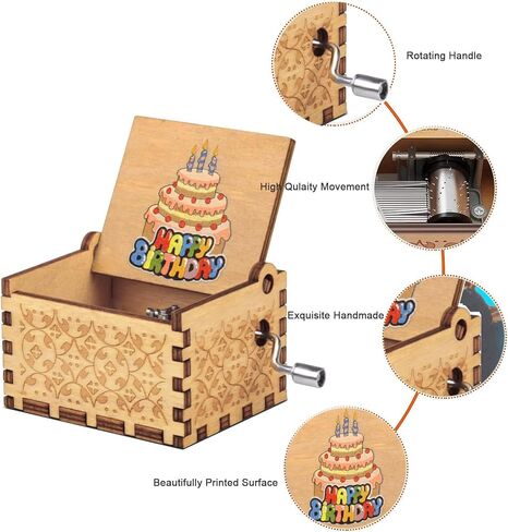 صندوق الموسيقى هدايا للأم من ابنة هدية عيد ميلاد للأم أفضل هدايا ماما كرنك اليد محفورة صندوق موسيقي العتيقة صندوق الموسيقى خمر in Kuwait