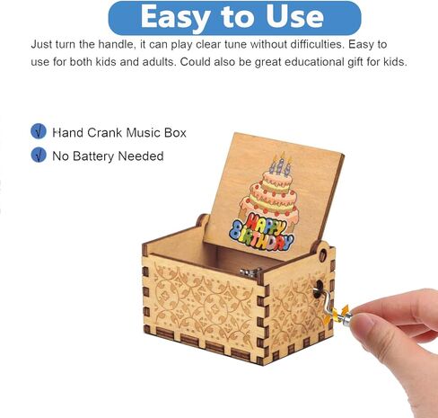 صندوق الموسيقى هدايا للأم من ابنة هدية عيد ميلاد للأم أفضل هدايا ماما كرنك اليد محفورة صندوق موسيقي العتيقة صندوق الموسيقى خمر in Kuwait