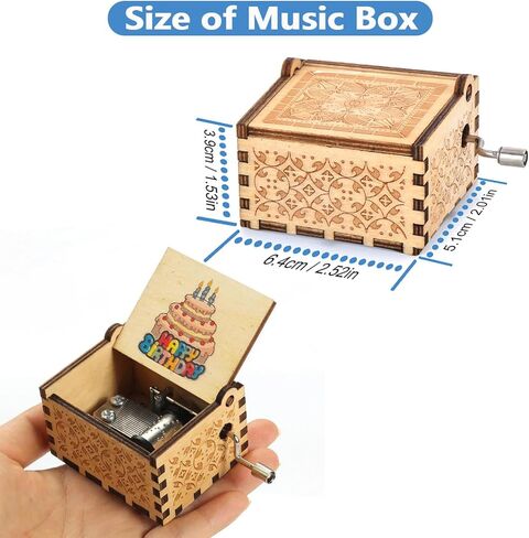 صندوق الموسيقى هدايا للأم من ابنة هدية عيد ميلاد للأم أفضل هدايا ماما كرنك اليد محفورة صندوق موسيقي العتيقة صندوق الموسيقى خمر in Kuwait