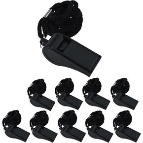 Professional Outdoor Sports Whistles with Lanyard Loud Crisp Sound Plastic Whistles for Referees, Outdoor Sports Gym and Emergency, 10 Pack