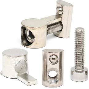 Concealed Built-in Connector,8sets L Shape Whistle Connector Inside Fastener for 2020 Series Aluminum Extrusion Profile with M4 Roll in Spring T Slot Nuts & M4 Socket Screws, Silver