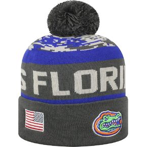 Top of the World NCAA-Salute to USA Military-Cuffed Knit Pom Beanie Hat-Oklahoma Sooners
