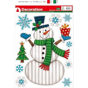 bCreative Christmas Winter Stickers Decals Glass Window Clings Decorations DIY Adhesives 4 Sheets Assorted Santa Claus Tree Snowflake, 16 inches x11 inch