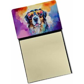 Caroline's Treasures Schnauzer Hippie Dawg Sticky Note Holder Refillable Dispenser Self-Sticky Note Pads, Memo Pads Blank Desk Accessories
